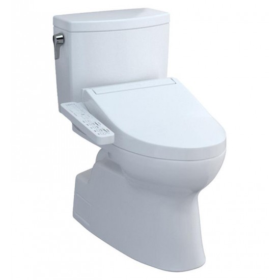 TOTO MW4743074CUFG#01 Vespin II 28 1/2" Two-Piece 1.0 GPF Single Flush Elongated Toilet and Washlet+ C2 in Cotton