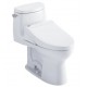 TOTO MW6043084CUFG#01 Ultramax II 28 3/8" One-Piece 1.0 GPF Single Flush Elongated Toilet and Washlet+ C5 in Cotton