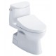 TOTO MW6143046CEFG#01 Carlyle II 28 3/8" One-Piece 1.28 GPF Single Flush Elongated Toilet and Washlet+ S500E in Cotton