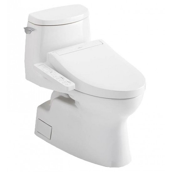 TOTO MW6143074CUFG#01 Carlyle II 28 3/8" One-Piece 1.0 GPF Single Flush Elongated Toilet and Washlet+ C2 in Cotton