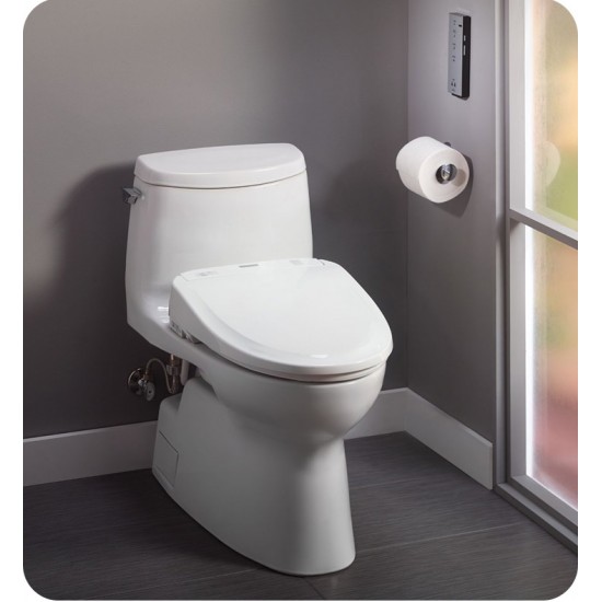 TOTO MW614574CUFG#01 Carlyle II 1G One-Piece Elongated Bowl with 1.0 GPF Single Flush and Washlet+ S300e Washlet