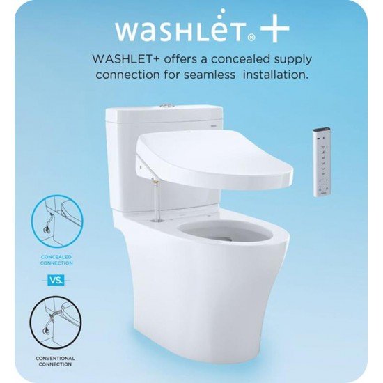 TOTO MW6243074CEFG#01 Legato 28 1/2" One-Piece 1.28 GPF Single Flush Elongated Toilet and Washlet+ C2 in Cotton