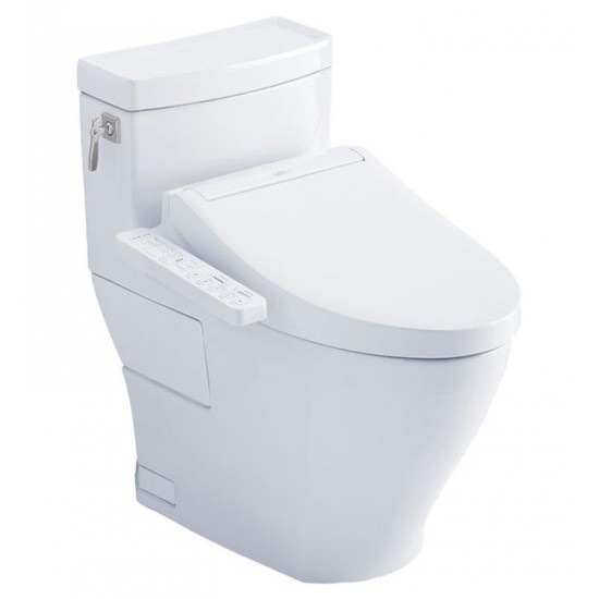 TOTO MW6263074CEFG#01 Aimes 28 1/2" One-Piece 1.28 GPF Single Flush Elongated Toilet and Washlet+ C2 in Cotton