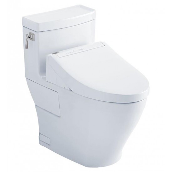 TOTO MW6263084CEFG#01 Aimes 28 1/2" One-Piece 1.28 GPF Single Flush Elongated Toilet and Washlet+ C5 in Cotton