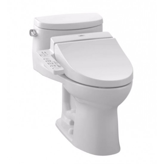 TOTO MW6342034CEFG#01 Supreme II One-Piece Elongated Bowl with 1.28 GPF Single Flush and Washlet+ C100 Washlet