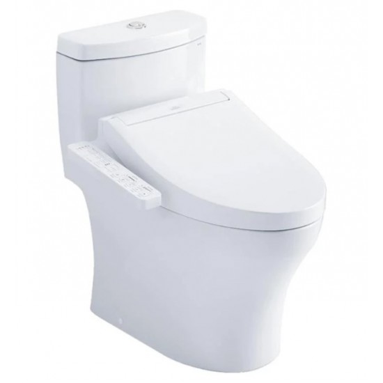 TOTO MW6463074CEMFG#01 Aquia IV 28 3/8" One-Piece 1.28 GPF & 0.8 GPF Dual Flush Elongated Toilet and Washlet+ C2 in Cotton