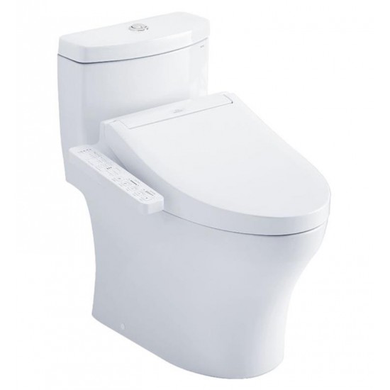 TOTO MW6463074CUMFG#01 Aquia IV 28 3/8" One-Piece 1.0 GPF & 0.8 GPF Dual Flush Elongated Toilet and Washlet+ C2 in Cotton