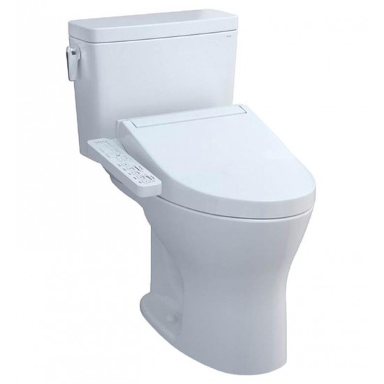 TOTO MW7463074CSMFG#01 Drake 27 1/2" Two-Piece 1.6 GPF & 0.8 GPF Dual Flush Elongated Toilet and Washlet+ C2 in Cotton - Universal Height