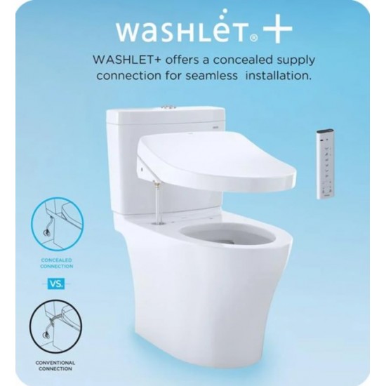 TOTO MW7463084CSMG#01 Drake 28 1/4" Two-Piece 1.6 GPF & 0.8 GPF Dual Flush Elongated Toilet and Washlet+ C5 in Cotton