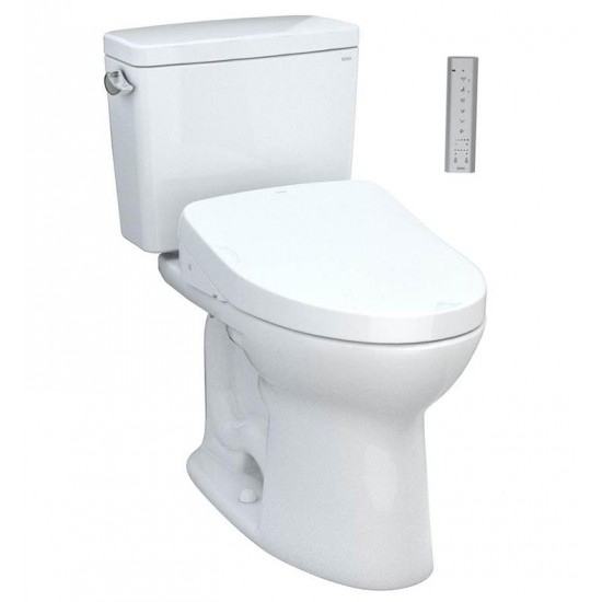 TOTO MW7763046CSFG#01 Drake 28 3/8" Two-Piece 1.6 GPF Single Flush Elongated Toilet with Washlet+ S500E in Cotton - Universal Height