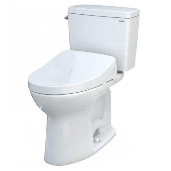 TOTO MW7763046CSFG#01 Drake 28 3/8" Two-Piece 1.6 GPF Single Flush Elongated Toilet with Washlet+ S500E in Cotton - Universal Height