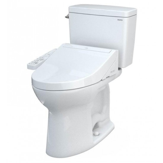TOTO MW7763074CEFG.10#01 Drake 28 3/8" Two-Piece 1.6 GPF Single Flush Elongated Toilet with Washlet+ C2 in Cotton - 10" Rough-In