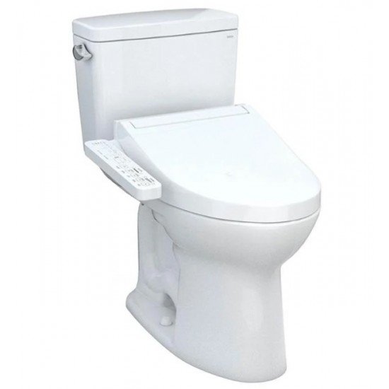 TOTO MW7763074CEG#01 Drake 28 3/8" Two-Piece 1.6 GPF Single Flush Elongated Toilet with Washlet+ C2 in Cotton