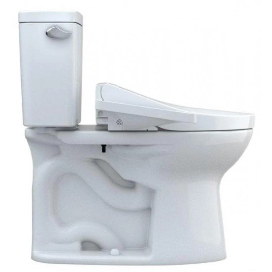TOTO MW7763074CEG#01 Drake 28 3/8" Two-Piece 1.6 GPF Single Flush Elongated Toilet with Washlet+ C2 in Cotton