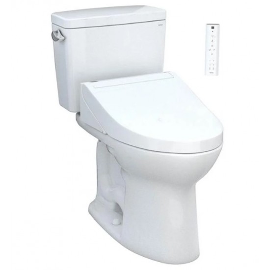 TOTO MW7763084CEFG#01 Drake 28 3/8" Two-Piece 1.28 GPF Single Flush Elongated Toilet with Washlet+ C5 in Cotton - Universal Height