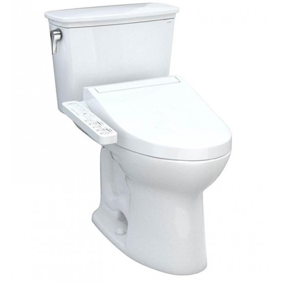 TOTO MW7863074CEG#01 Drake 28 3/8" Transitional Two-Piece 1.28 GPF Single Flush Elongated Toilet with Washlet+ C2 in Cotton