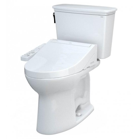 TOTO MW7863074CEG#01 Drake 28 3/8" Transitional Two-Piece 1.28 GPF Single Flush Elongated Toilet with Washlet+ C2 in Cotton