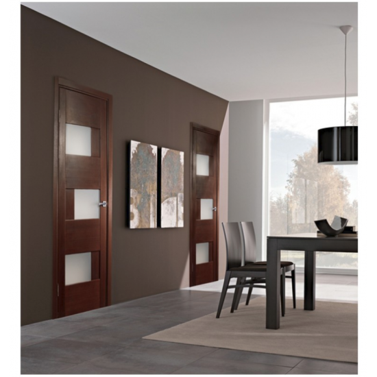Ville Dominika Wenge Wood Veneer Modern Interior Door with Glass