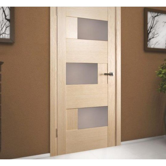 Ville Dominika Bleached Oak Wood Veneer Modern Interior Door with Bronze Glass