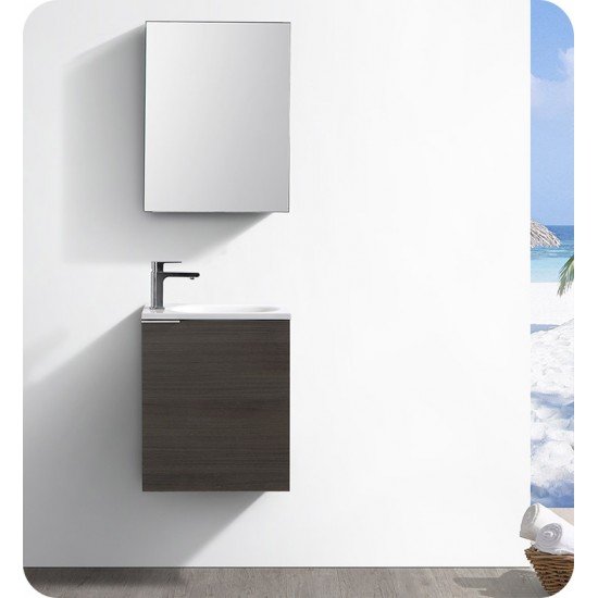 Fresca FCB8003GO-I Valencia 20" Gray Oak Wall Hung Modern Bathroom Vanity
