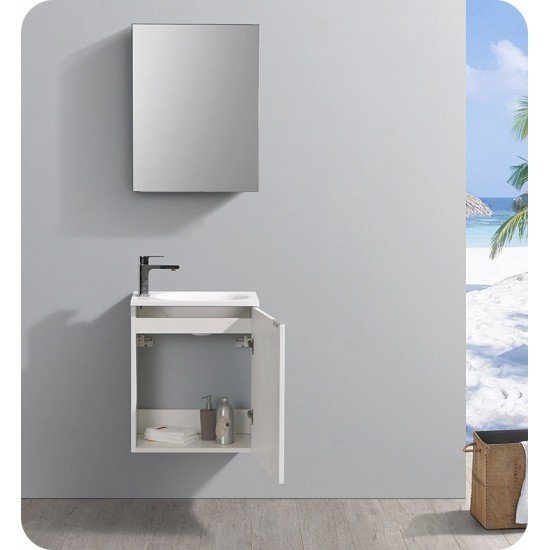 Fresca FCB8003WH-I Valencia 20" Glossy White Wall Hung Modern Bathroom Vanity