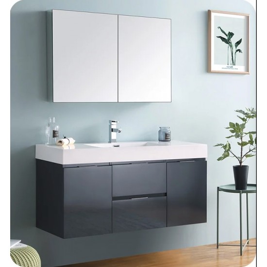 Fresca FCB8348GG-I Valencia 48" Dark Slate Gray Wall Hung Modern Bathroom Vanity