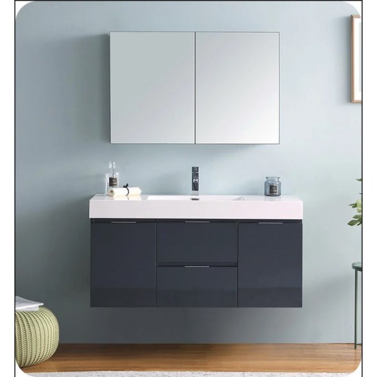 Fresca FCB8348GG-I Valencia 48" Dark Slate Gray Wall Hung Modern Bathroom Vanity