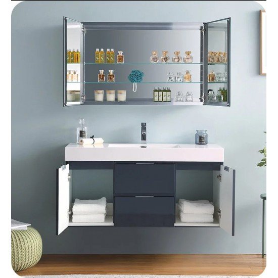 Fresca FCB8348GG-I Valencia 48" Dark Slate Gray Wall Hung Modern Bathroom Vanity
