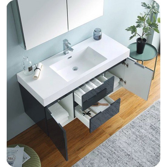 Fresca FCB8348GG-I Valencia 48" Dark Slate Gray Wall Hung Modern Bathroom Vanity