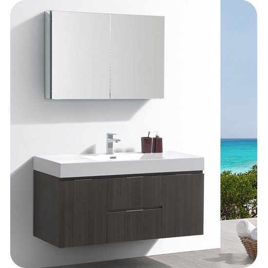 Fresca FCB8348GO-I Fresca Valencia 48" Gray Oak Wall Hung Modern Bathroom Vanity