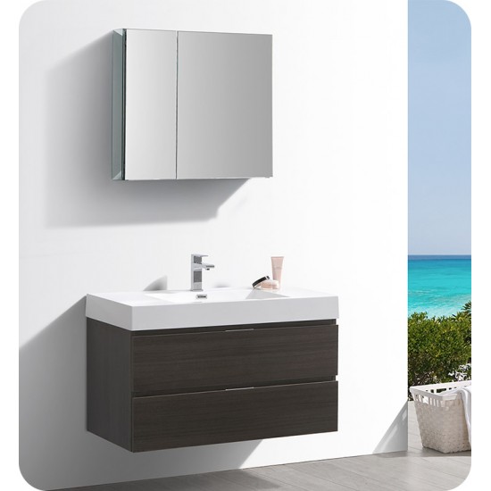 Fresca FCB8342GO-I Valencia 42" Gray Oak Wall Hung Modern Bathroom Vanity