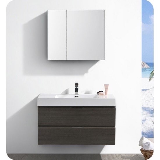 Fresca FCB8342GO-I Valencia 42" Gray Oak Wall Hung Modern Bathroom Vanity