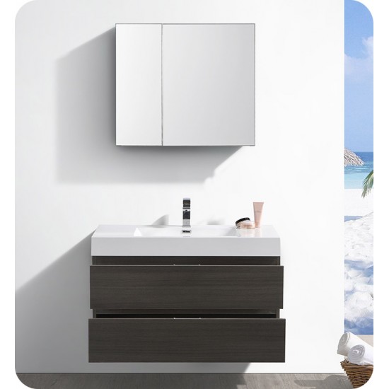 Fresca FCB8342GO-I Valencia 42" Gray Oak Wall Hung Modern Bathroom Vanity