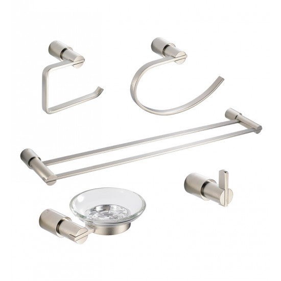 Fresca FAC0100BN-D Magnifico 5 Piece Bathroom Accessory Set in Brushed Nickel with Double Towel Bar