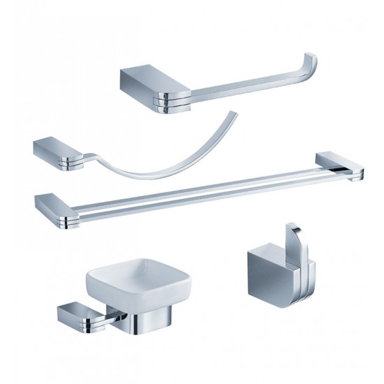 Fresca FAC1300-D Solido 5 Piece Bathroom Accessory Set in Chrome with Double Towel Bar