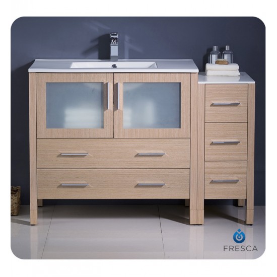 Fresca FCB62-3612LO-I Torino 48" Light Oak Modern Bathroom Cabinets with Integrated Sink