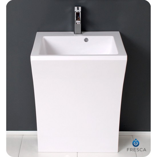 Fresca FVN5024WH Quadro 23" White Pedestal Sink with Medicine Cabinet