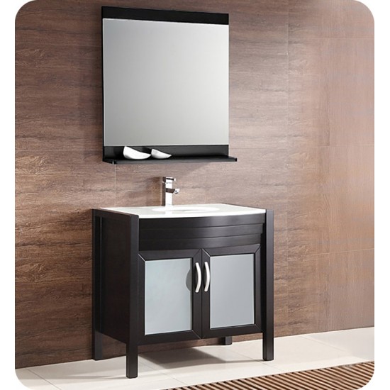 Fresca FVN5136ES Infinito 36" Modern Bathroom Vanity Set with Mirror in Espresso