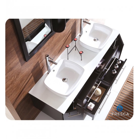 Fresca FVN6119ES Bellezza 59" Espresso Modern Double Vessel Sink Bathroom Vanity