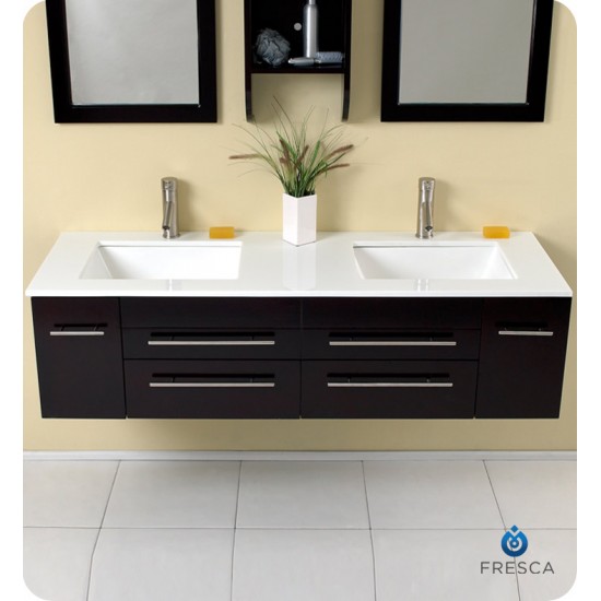 Fresca FVN6119UNS Bellezza 59" Espresso Modern Double Sink Bathroom Vanity