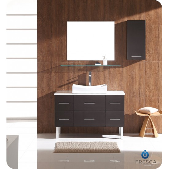 Fresca FVN6123ES Distante 44" Espresso Modern Bathroom Vanity with Mirror and Side Cabinet