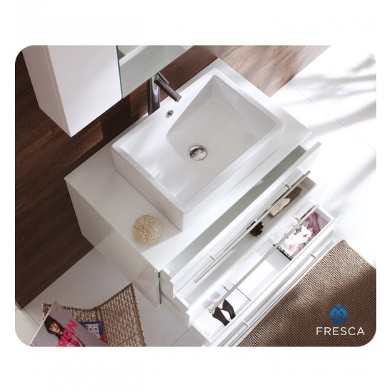 Fresca FVN6183WH Modello 32" White Modern Bathroom Vanity with Medicine Cabinet