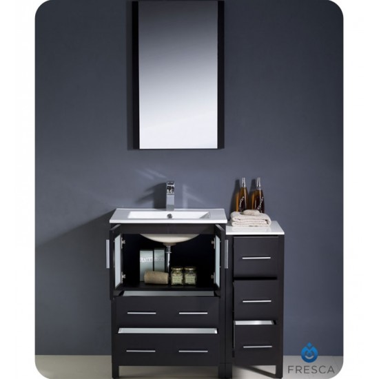 Fresca FCB62-2412ES-I Torino 36" Espresso Modern Bathroom Cabinets with Integrated Sink