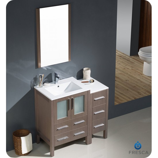 Fresca FCB62-2412GO-I Torino 36" Gray Oak Modern Bathroom Cabinets with Integrated Sink