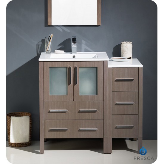 Fresca FCB62-2412GO-I Torino 36" Gray Oak Modern Bathroom Cabinets with Integrated Sink