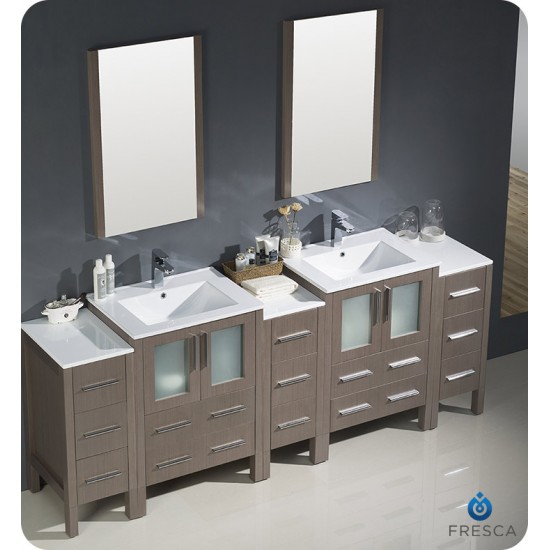 Fresca FCB62-72GO Torino 84" Gray Oak Modern Bathroom Cabinets