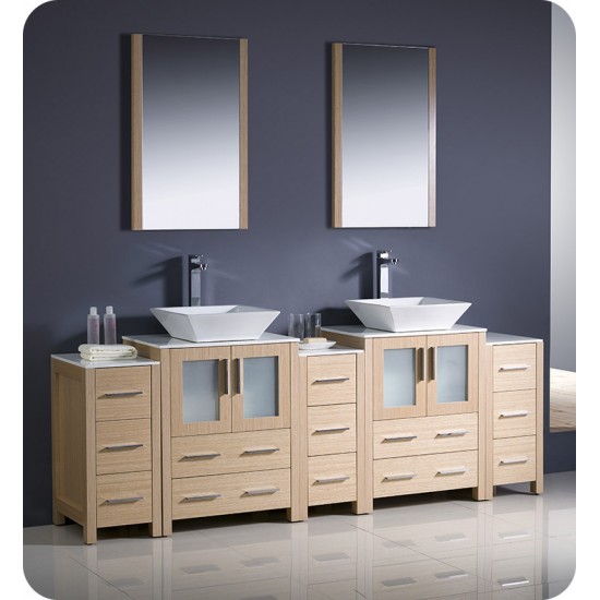 Fresca FCB62-72LO Torino 84" Light Oak Modern Bathroom Cabinets