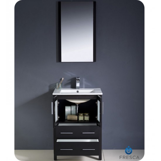 Fresca FCB6224ES-I Torino 24" Espresso Modern Bathroom Cabinet with Integrated Sink