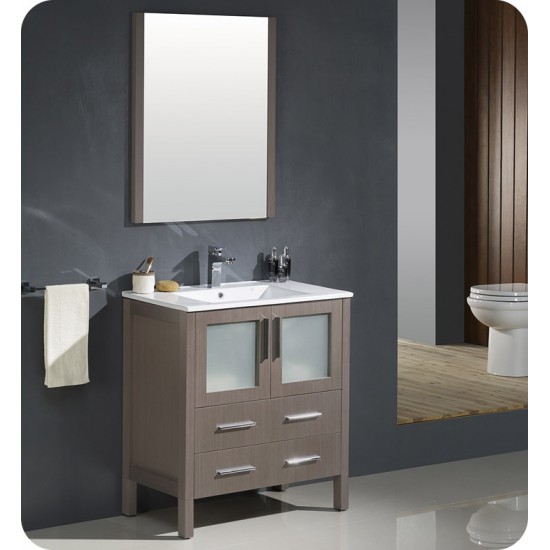 Fresca FCB6230GO Torino 30" Gray Oak Modern Bathroom Cabinet