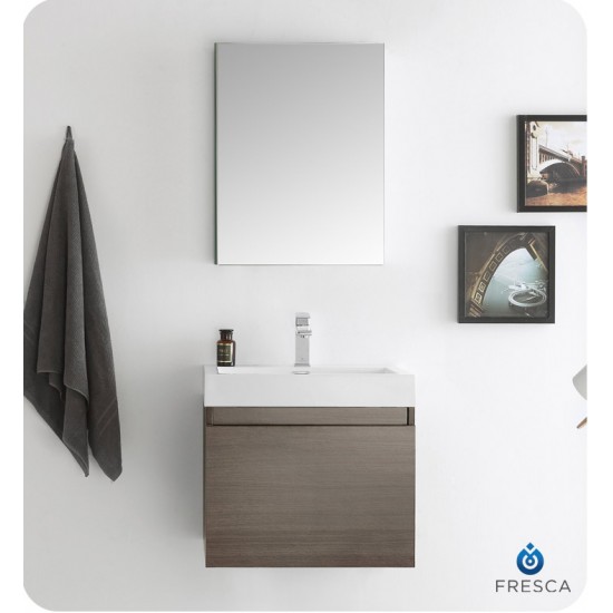Fresca FCB8006GO-I Nano 24" Gray Oak Modern Bathroom Cabinet with Integrated Sink